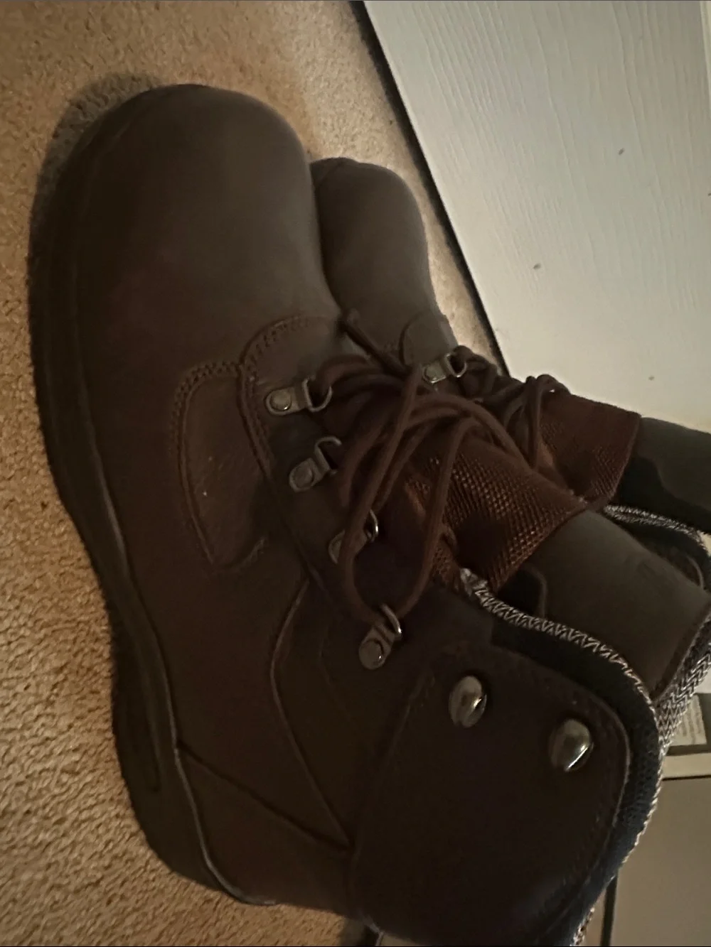 Men's Brown Leather Lace-Up Work Boots